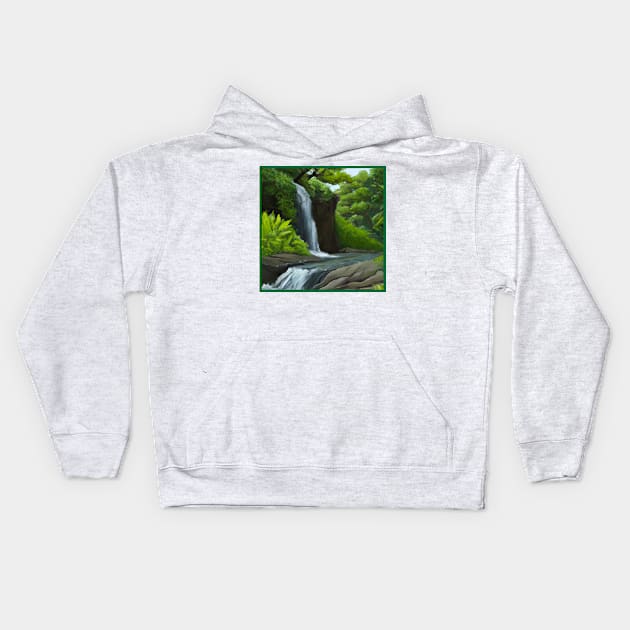 Tropical Waterfall Kids Hoodie by Starbase79